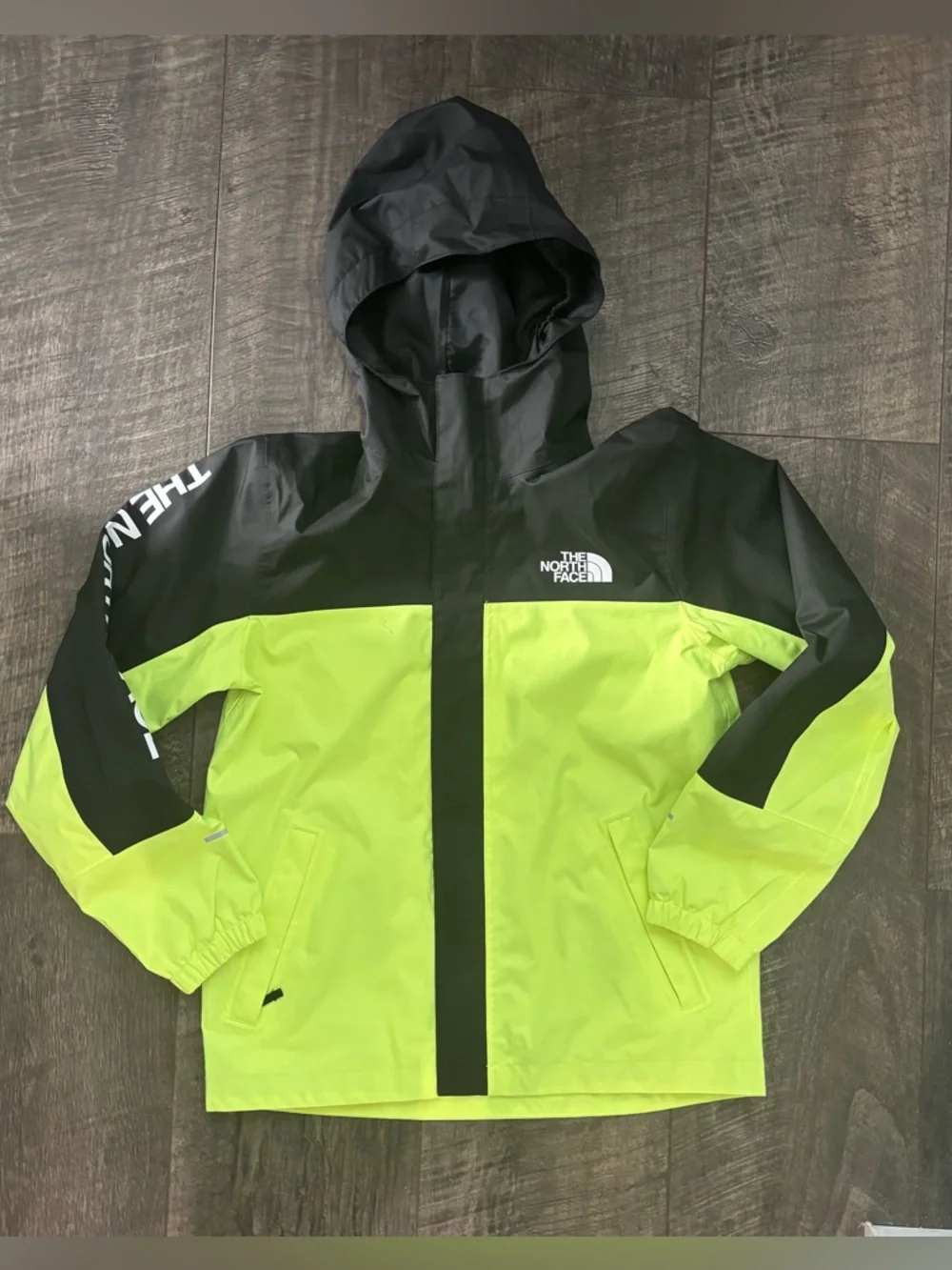 The North Face Kids Neon Yellow and Black Rain Jacket